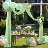 Lukery Hochzeit Vorhang Hochzeitsbogen, Querbehang Gardine Freihanddeko Himmelbett Vorhänge Stoff Tüll Transparent Voile Dekoration für Fotografie Party Hochzeit (75x600cm(20FT),25 Grün)