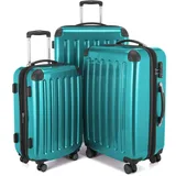 Hauptstadtkoffer Alex - 3er Koffer-Set Trolley-Set Rollkoffer Reisekoffer Erweiterbar, TSA, Doppelrollen, (S, M & L), Türkis