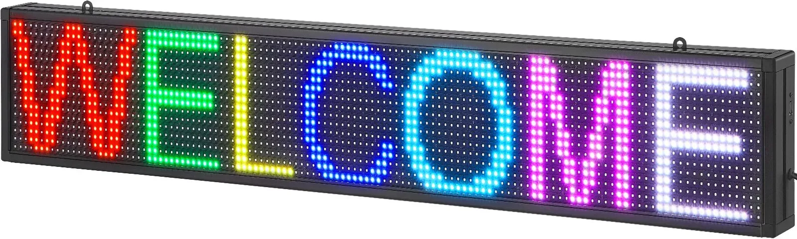 VEVOR Programmierbares LED-Schild, P10 Vollfarb-LED-Scrolling-Panel, DIY-Anzeigetafel mit Benutzerdefiniertem Textanimationsmuster, WIFI-USB-Steuerung, Nachrichten-Ladenschild Werbung 99 x 19 cm