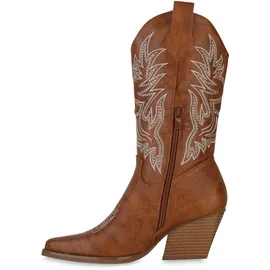 VAN HILL Cowboystiefel Ella in Hellbraun - Gr.: 37