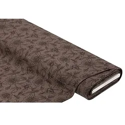 Musselin/Doppel-Gaze "Blumen", taupe-color