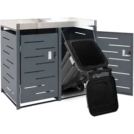 Mendler Mülltonnenverkleidung HWC-H40b 110 x 115 x 62 cm grau