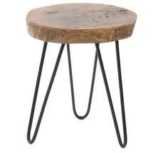 DESIGN DELIGHTS Beistelltisch Baumscheibe Beige Tamarindenholz Ø 34 x 38 cm