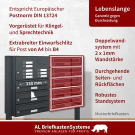 AL Briefkastensysteme AL 14 Fach Anthrazitgrau inkl. Zeitungsfach