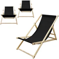 ECD Germany ECD-Germany Strandliege, Schwarz, Holz, 52x83x117 cm, Gartenmöbel,