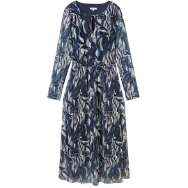 Tom Tailor Sommerkleid Midi Gemustertes Mesh Dunkelblau 38