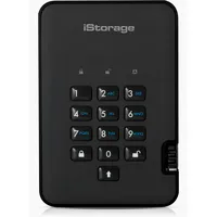 iStorage diskAshur2 HDD 1TB Schwarz - Sichere tragbare Festplatte - Passwortgeschützt - Staub- und wasserdicht - Hardware-Verschlüsselung