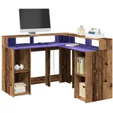 vidaXL LED-Schreibtisch Altholz-Optik 130x130x91 cm Holzwerkstoff - Braun