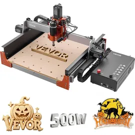 Vevor CNC-Fräsmaschine 500 W, 3-Achsen-Gravurmaschine mit zwei Linearführungen & Kugelumlaufspindel, Arbeitsbereich 400x400x95 mm