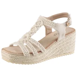 Keilsandalette ANISTON SHOES "Upper", Damen, Gr. 41, creme, Lederimitat, Textil, Flechtoptik, Zopfmuster, Schuhe, Sommerschuh, Urlaubsschuh, Ethno-Look - NEUE KOLLEKTION