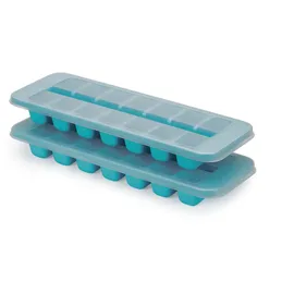 Joseph Joseph Flow Eiswürfelform mit Deckel, leicht zu befüllen, stapelbar, großes Fassungsvermögen von 14 Würfeln, 2 Stück, Blau