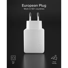 SBS GaN ultraflaches 67-Watt-Ladegerät mit zwei USB-C Power Delivery-Anschlüssen, europäischer Stecker - Weiß