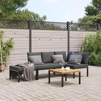 vidaXL 4-tlg. Garten-Sofagarnitur mit Kissen schwarz