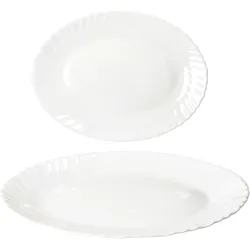 2x Servierplatte Arkona oval LxB 30x23cm Opalglas weiß Buffet-Teller Vorspeisen