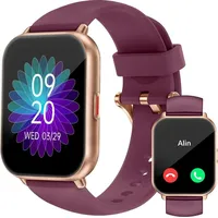 Damen Herren Smartwatch mit Telefonfunktion,HD-Touch Screen Fitnessuhr mit SpO2-Überwachung Pulsuhr Schlafmonitor Schrittzähler Android IOS - Violett