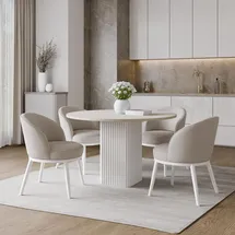 design möbel Beistelltisch CUBO Ø100 cm Metalltisch Wohnzimmertisch WEIß/CASCHMERE