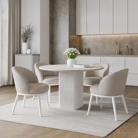 design möbel Beistelltisch CUBO Ø100 cm Metalltisch Wohnzimmertisch WEIß/CASCHMERE