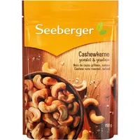 Seeberger Cashewkerne geröstet & gesalzen 5er Pack: Ganze Cashew Nüsse feinstens veredelt - knackige Kerne in guter Qualität, vega, Gesalzenn (5 x 150 g)