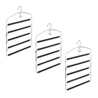Relaxdays Mehrfach-Kleiderbügel 9 x Hosenbügel platzsparend schwarz|silberfarben