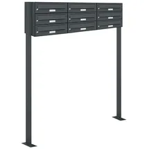 AL Briefkastensysteme - 9er Standbriefkasten Anlage Freistehend RAL 7016 Anthrazit