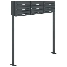 AL Briefkastensysteme - 9er Standbriefkasten Anlage Freistehend RAL 7016 Anthrazit