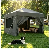 HOMALL Faltpavillon 3x3/3x6 m Gartenpavillon Höhenverstellbarer Pop Up Pavillon, mit 4 Seitenteilen, (Windfester Pavillon mit Seitenteilen und Tragetasche, für Garten Camping), Höhenverstellbar Gartenzelt mit mückennetz, UV-Schutz 50+ grau 300 cm