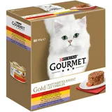 Purina Gourmet Gold Raffiniertes Ragout Katzenfutter nass, Sorten-Mix, 12er Pack (12 x 8 Dosen à 85g)