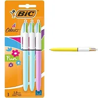 BiC Fashion Kugelschreiber, vierfarbig, 3 Stück & 949898 4 Colours Sun 4-Farb-Druckkugelschreiber (1 mm Blister À) 1 Stück