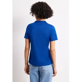 STREET ONE Kurzarm Poloshirt in Rippstruktur - Blau