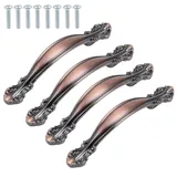 KGUDYS 4er Set Vintage-Schrankgriff, Bügel-Möbelgriff, Lochabstand 64/96/128mm Türgriff, für Schranktüren, Schubladen, Schränke, rot Kupfer,Holespacing:64mm/2.5in