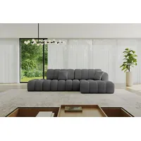 altdecor Ecksofa Cord mit Schlaffunktion 3-Sitzer Dunkelgrau