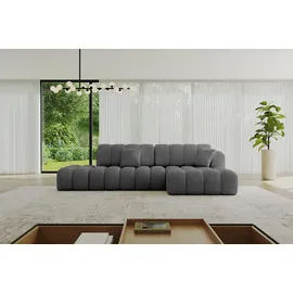 altdecor Ecksofa Cord mit Schlaffunktion 3-Sitzer Dunkelgrau