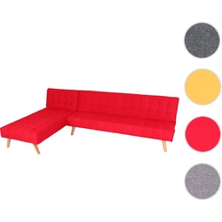 Ecksofa HWC-K38, Sofa Klappsofa, Liegefl√§che links/rechts, Stoff/Textil Massivholz MVG zertifiziert 256cm ~ rot