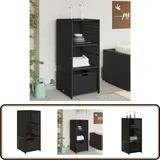 Gartenschrank Schwarz 50x55x115 cm Poly Rattan - Outdoor-Schrank - Gartenschrank - Stauraum - Gartenorganisation - Rattan Gartenmöbel