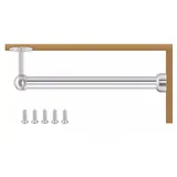 Robuste Kleiderstange aus Edelstahl, L-Form, Kleiderstange für Kleiderorganisation, 20 cm, robuste Kleiderstange mit Endstützen, erhältlich in verschiedenen Längen