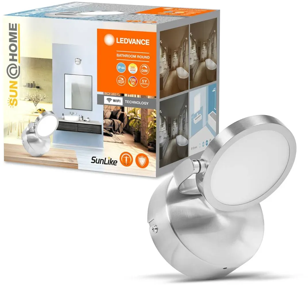 LEDVANCE SMART+ SUN@Home Bathroom LED-Wandspot 1-flammig Bathroom, dimmbar, alu / grau / zink, für Badezimmer, Metall, Modern, Smart Home Strahler - 11.2 cm - 11.8 cm - 13 cm