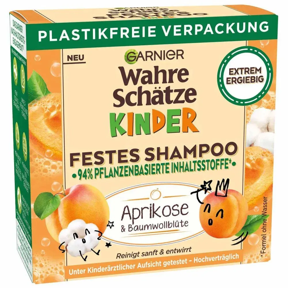 Garnier - Festes Aprikosen- und Baumwollblumen-Shampoo für Kinder 60 g