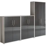 Aktenschrank TABOR 53 Büroschrank Mehrzweckschrank abschließbar Metallgriffe (lichtgrau/anthrazit Hochglanz)