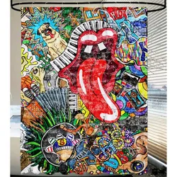 Sanilo Duschvorhang, Polyester, Graffiti - rot