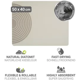 Wenko Dima Spülenzubehör wasserabsorbierend schnelltrocknend Küchenmatte Diatomeenerde einrollbar 50x40 cm schwarz beige Gummi Polyester