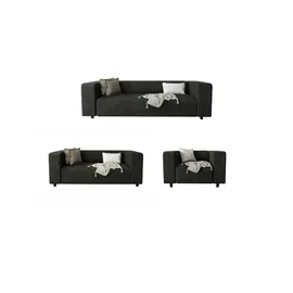 s-style möbel S-STYLE Polstergarnitur 3+2+1 Tove schwarz Cord