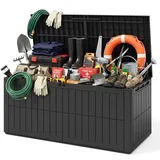 UDPATIO Gartenbox Wasserdicht 830 L, Vielseitige Auflagenbox Wasserdicht mit Gasdruckfeder & Griffen, Kunststoff Kissenbox Outdoor, Wetterfeste Gartentruhe für Gartenwerkzeuge & Poolzubehör, Anthrazit