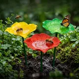 JACKANNA Futterstation Vögel 3 Stück Vogeltränke Winterfest,Insektentränke Blumes Für Den Garten,Vogeltränke Metall Gartenstecker,Bienentränke Gartens Für Bienens,Futterschale, Für Rasen