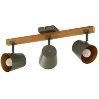 Trio Deckenstrahler 3-flammig Silber antik , Gold mit Holz,