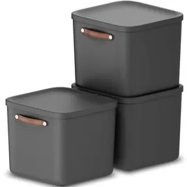 Rotho Maloja Aufbewahrungsbox 39,5 x 38,0 x 34,0 cm 3-tlg. schwarz