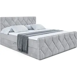 altdecor Boxspringbett mit Fußteil, H3 Matratze und Topper - 180x200 cm - CATOR-Z - Grau Monolith - Polsterbett mit Bettkasten und Lattenrost, Bet... - Hellgrau