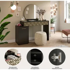 INOSIGN Konsolentisch INOSIGN "Frisierkommode, Frisiertisch, Schminktisch, inklusive Spiegel", schwarz (schwarz, schwarz, schwarz), B:117cm H:137cm T:42cm, Tische, Konsolentisch, 1 Schubkasten, 1 Tür, 3 Fächer