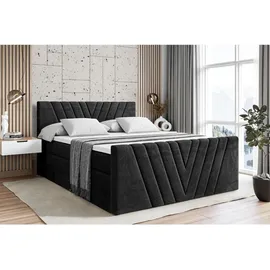 altdecor Boxspringbett Schwarz, Holzwerkstoff, Höhe ca. 20 cm 140x200 cm, Schlafzimmer, Betten, Boxspringbetten