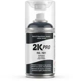 2K PRO 2K Spraydose 250ml - 2 Komponenten Sprühlack, Schnelltrocknender Spritzlack, UV-Beständig, Stoss- und Kratzfest | RAL7021 - Chassisgrau Glanz