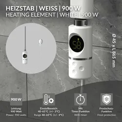 LuxeBath Elektro Heizstab Heizpatrone Heizelement Heizlanze mit Temperaturregelung 900 W